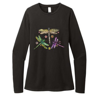 Colorful Dragonflies Womens CVC Long Sleeve Shirt