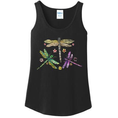 Colorful Dragonflies Ladies Essential Tank