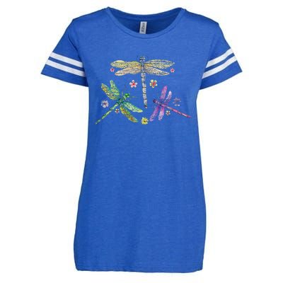 Colorful Dragonflies Enza Ladies Jersey Football T-Shirt