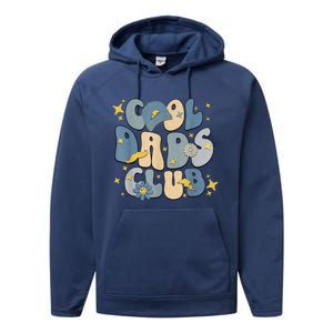 Cool Dads Club Groovy Retro Funny Fathers Day New Dad Performance Fleece Hoodie