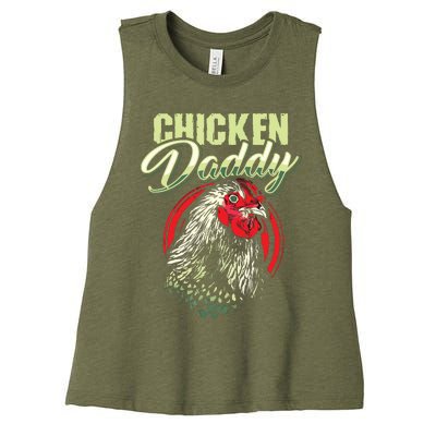 Chicken Daddy Chicken Dad Farmer Poultry Farmer Women's Racerback Cropped Tank