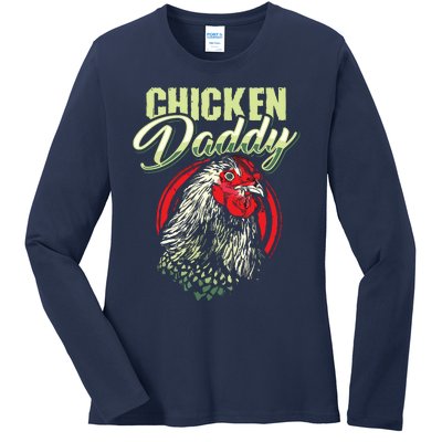 Chicken Daddy Chicken Dad Farmer Poultry Farmer Ladies Long Sleeve Shirt