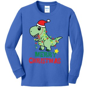 Cute Dinosaur Christmas Tree Rex Gift Kids Long Sleeve Shirt