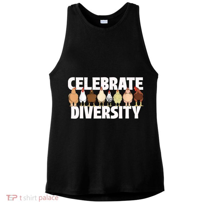 Celebrate Diversity Chicken Lover Farmyard Animal Lover Ladies PosiCharge Tri-Blend Wicking Tank