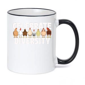 Celebrate Diversity Chicken Lover Farmyard Animal Lover 11oz Black Color Changing Mug