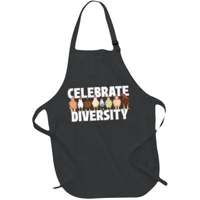 Celebrate Diversity Chicken Lover Farmyard Animal Lover Full-Length Apron With Pockets