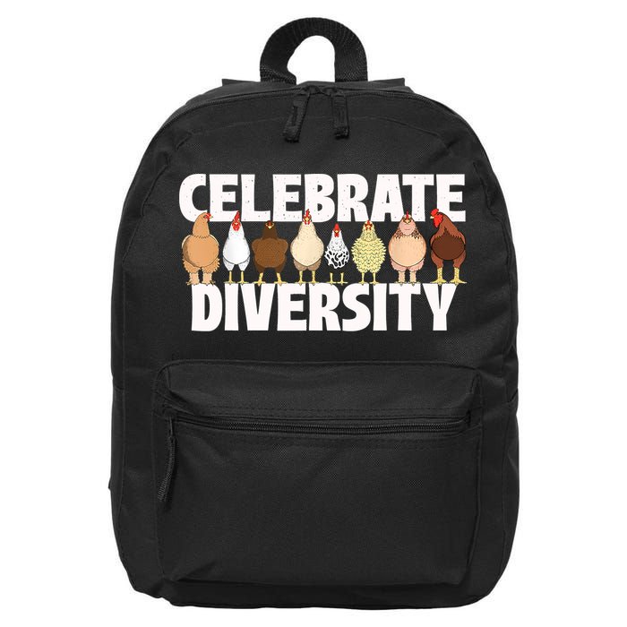 Celebrate Diversity Chicken Lover Farmyard Animal Lover 16 in Basic Backpack
