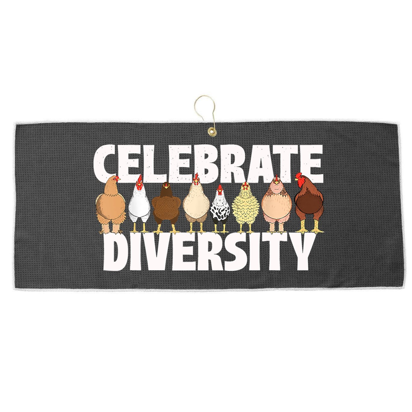 Celebrate Diversity Chicken Lover Farmyard Animal Lover Large Microfiber Waffle Golf Towel