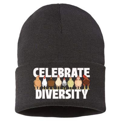 Celebrate Diversity Chicken Lover Farmyard Animal Lover Sustainable Knit Beanie
