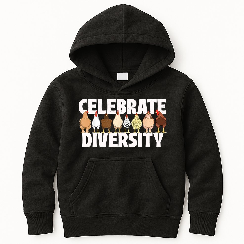 Celebrate Diversity Chicken Lover Farmyard Animal Lover Kids Hoodie