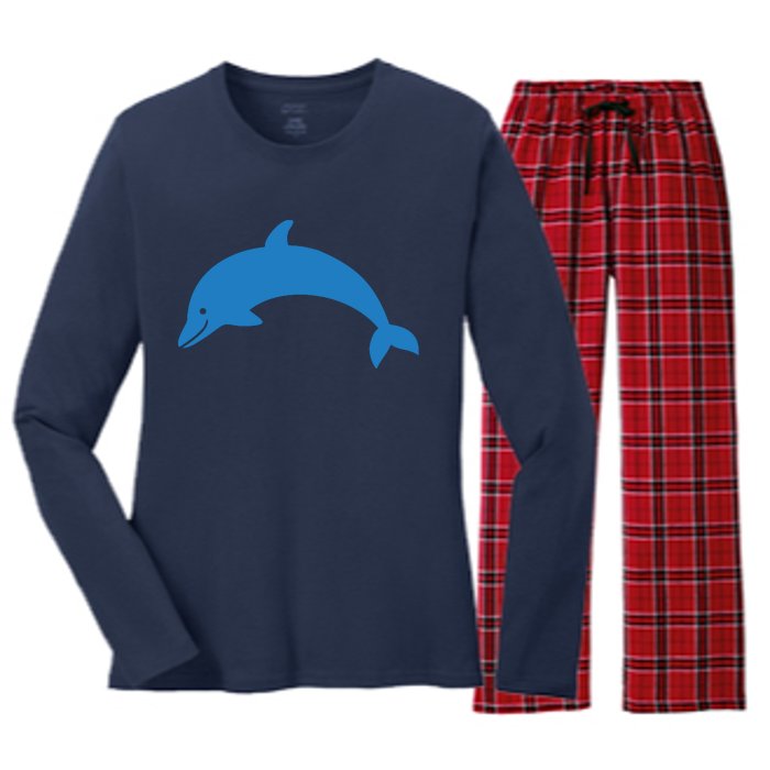 Cute Dolphin Women's Long Sleeve Flannel Pajama Set 