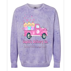 Cupids Delivery Co Funny Ld Crew Valentines Day Truck Colorblast Crewneck Sweatshirt