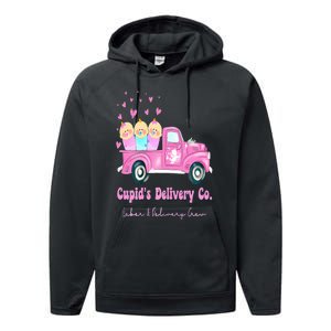 Cupids Delivery Co Funny Ld Crew Valentines Day Truck Performance Fleece Hoodie