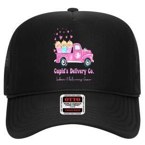 Cupids Delivery Co Funny Ld Crew Valentines Day Truck High Crown Mesh Back Trucker Hat