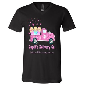 Cupids Delivery Co Funny Ld Crew Valentines Day Truck V-Neck T-Shirt