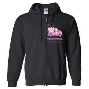 Cupids Delivery Co Funny Ld Crew Valentines Day Truck Full Zip Hoodie