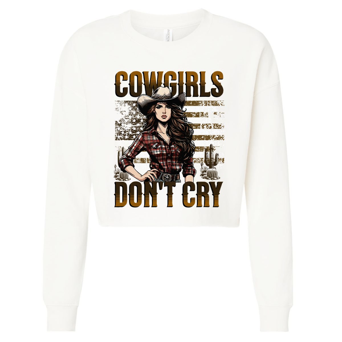 Cowgirls DonT Cry Cropped Pullover Crew