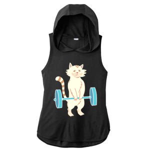 Cat Deadlift Cat Powerlifting Shirt Ladies PosiCharge Tri-Blend Wicking Draft Hoodie Tank