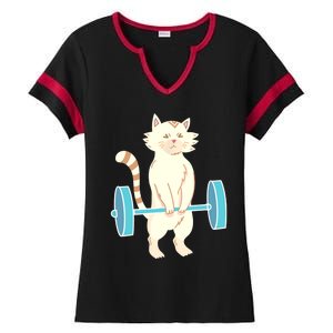 Cat Deadlift Cat Powerlifting Shirt Ladies Halftime Notch Neck Tee