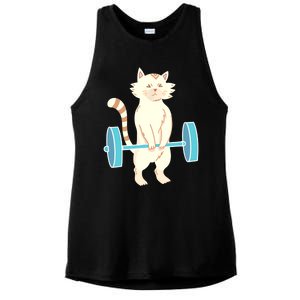 Cat Deadlift Cat Powerlifting Shirt Ladies PosiCharge Tri-Blend Wicking Tank