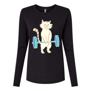 Cat Deadlift Cat Powerlifting Shirt Womens Cotton Relaxed Long Sleeve T-Shirt