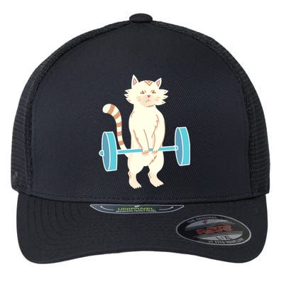 Cat Deadlift Cat Powerlifting Shirt Flexfit Unipanel Trucker Cap