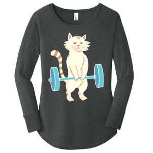 Cat Deadlift Cat Powerlifting Shirt Women's Perfect Tri Tunic Long Sleeve Shirt