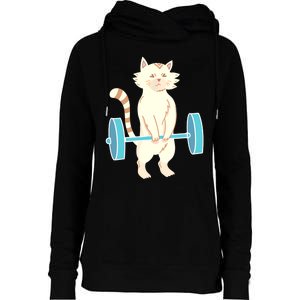 Cat Deadlift Cat Powerlifting Shirt Womens Funnel Neck Pullover Hood