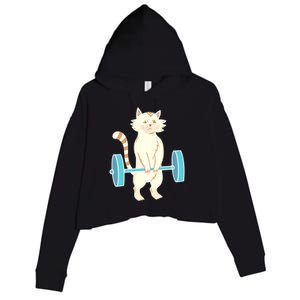 Cat Deadlift Cat Powerlifting Shirt Crop Fleece Hoodie