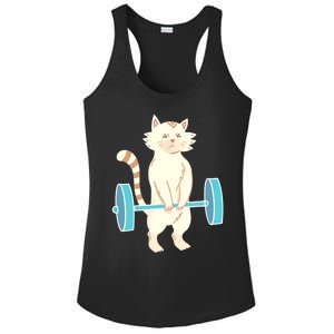 Cat Deadlift Cat Powerlifting Shirt Ladies PosiCharge Competitor Racerback Tank