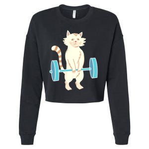 Cat Deadlift Cat Powerlifting Shirt Cropped Pullover Crew