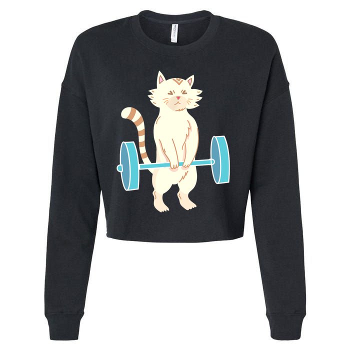 Cat Deadlift Cat Powerlifting Shirt Cropped Pullover Crew