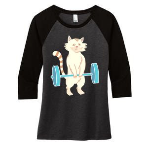 Cat Deadlift Cat Powerlifting Shirt Women's Tri-Blend 3/4-Sleeve Raglan Shirt