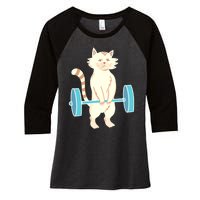 Cat Deadlift Cat Powerlifting Shirt Women's Tri-Blend 3/4-Sleeve Raglan Shirt