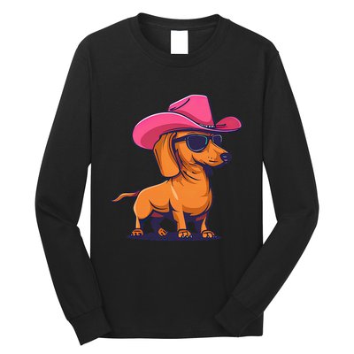 Cute Dachshund Cowboy Hat Wiener Sausage Dog Puppy Long Sleeve Shirt