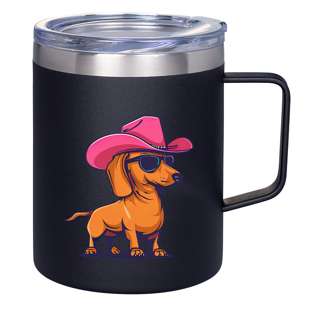 Cute Dachshund Cowboy Hat Wiener Sausage Dog Puppy 12oz Stainless Steel Coffee Mug