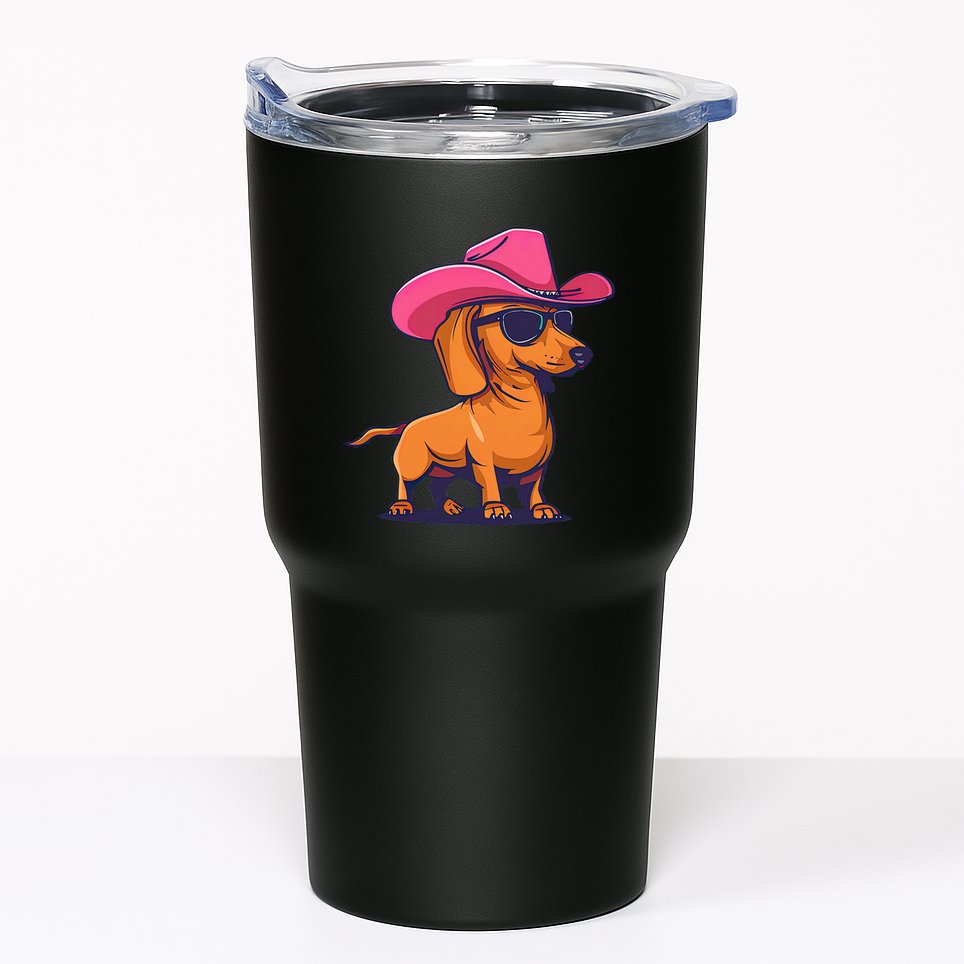 Cute Dachshund Cowboy Hat Wiener Sausage Dog Puppy Tumbler