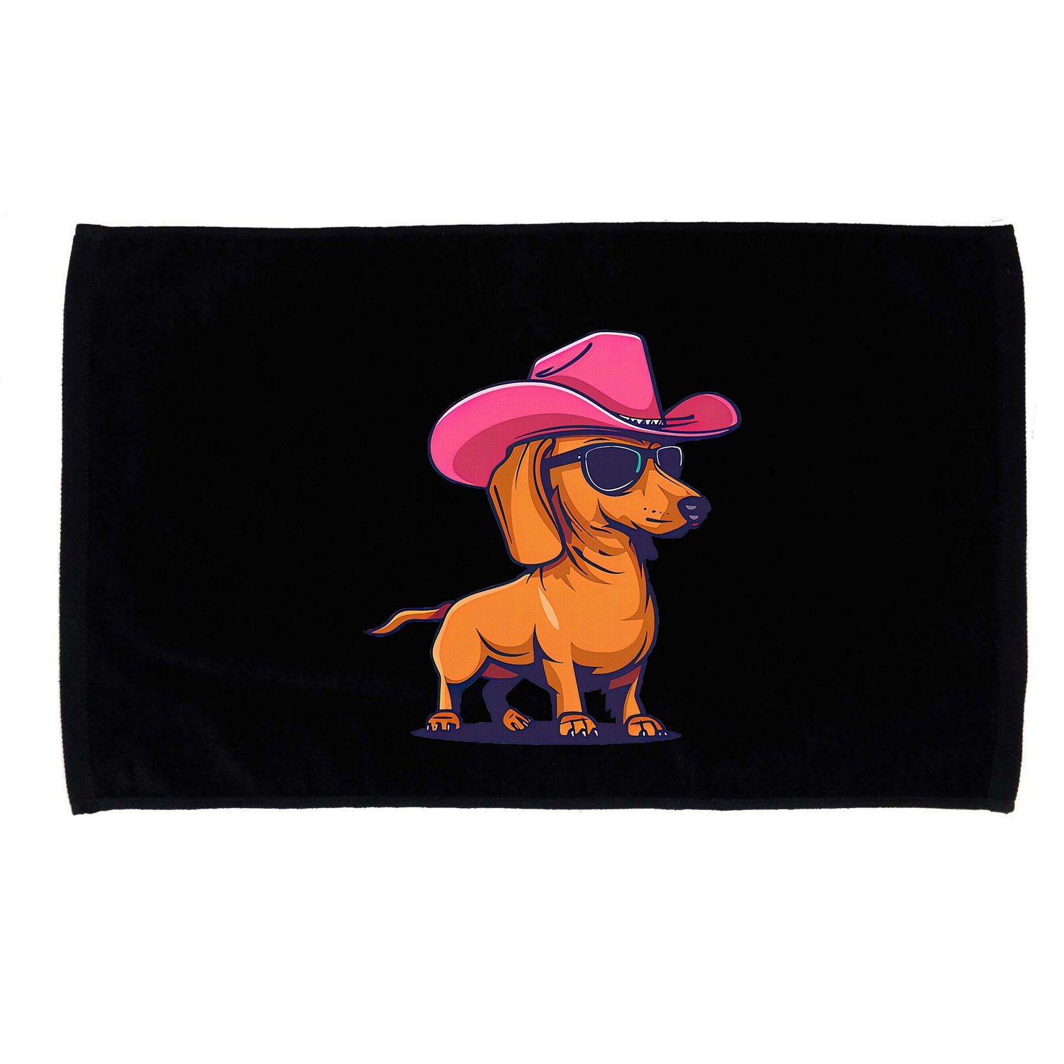 Cute Dachshund Cowboy Hat Wiener Sausage Dog Puppy Microfiber Hand Towel