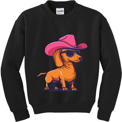 Cute Dachshund Cowboy Hat Wiener Sausage Dog Puppy Kids Sweatshirt