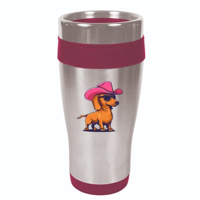 Cute Dachshund Cowboy Hat Wiener Sausage Dog Puppy 16oz Travel Tumbler