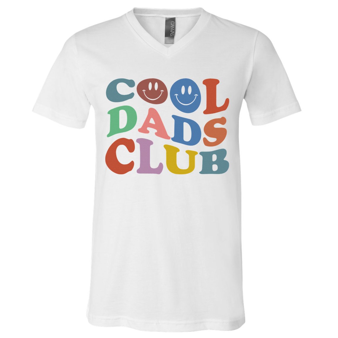 Cool Dads Club Funny Smile Colorful Father's Day V-Neck T-Shirt