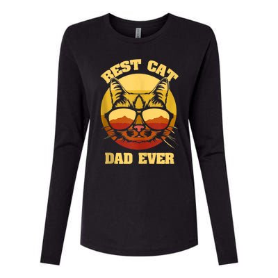 Cat Daddy Cat Lover Gift 80s Retro Best Cat Dad Ever Womens Cotton Relaxed Long Sleeve T-Shirt