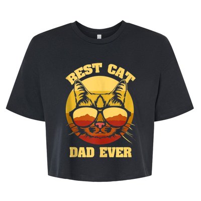 Cat Daddy Cat Lover Gift 80s Retro Best Cat Dad Ever Bella+Canvas Jersey Crop Tee