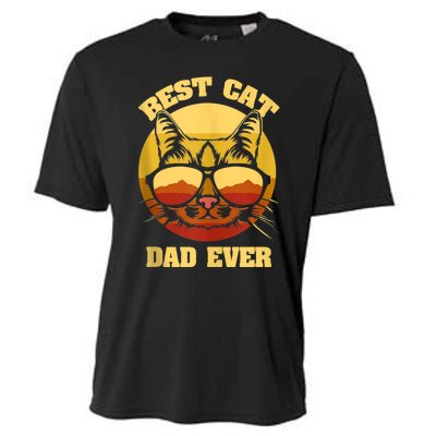 Cat Daddy Cat Lover Gift 80s Retro Best Cat Dad Ever Cooling Performance Crew T-Shirt