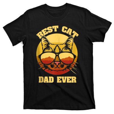 Cat Daddy Cat Lover Gift 80s Retro Best Cat Dad Ever T-Shirt