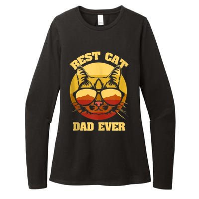 Cat Daddy Cat Lover Gift 80s Retro Best Cat Dad Ever Womens CVC Long Sleeve Shirt