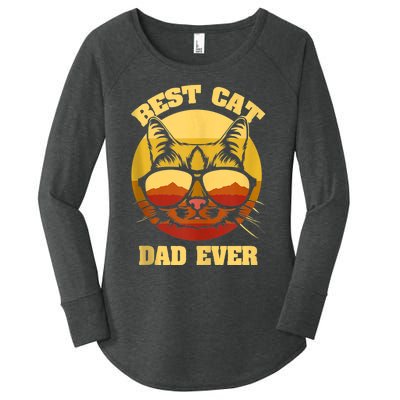 Cat Daddy Cat Lover Gift 80s Retro Best Cat Dad Ever Women's Perfect Tri Tunic Long Sleeve Shirt