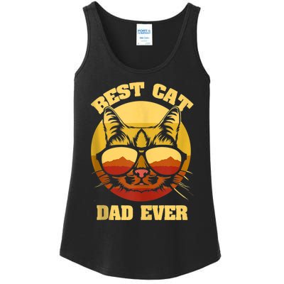 Cat Daddy Cat Lover Gift 80s Retro Best Cat Dad Ever Ladies Essential Tank