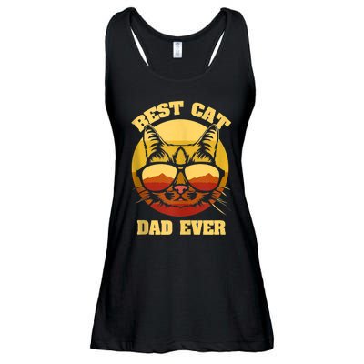 Cat Daddy Cat Lover Gift 80s Retro Best Cat Dad Ever Ladies Essential Flowy Tank