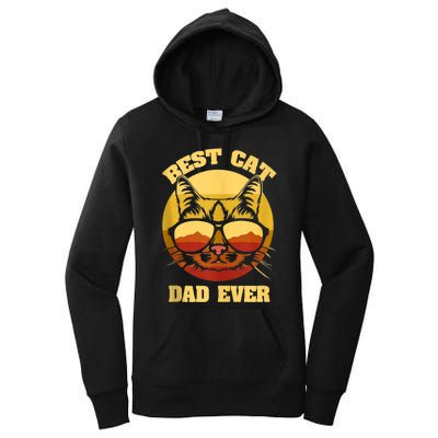 Cat Daddy Cat Lover Gift 80s Retro Best Cat Dad Ever Women's Pullover Hoodie